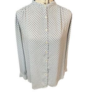 LOFT Blue and Burgundy Patterned Button Down Shirt